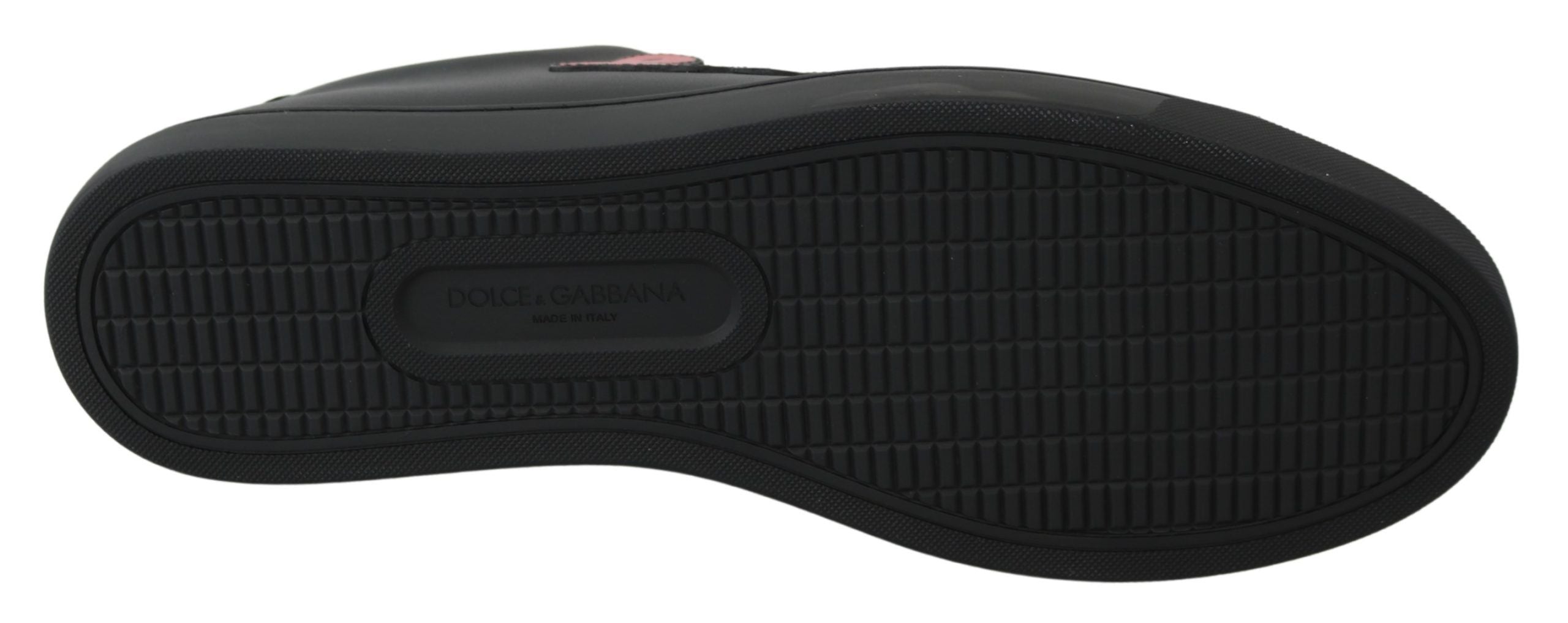 Dolce & Gabbana Black Leather Love Heart Sneakers Womens Shoes