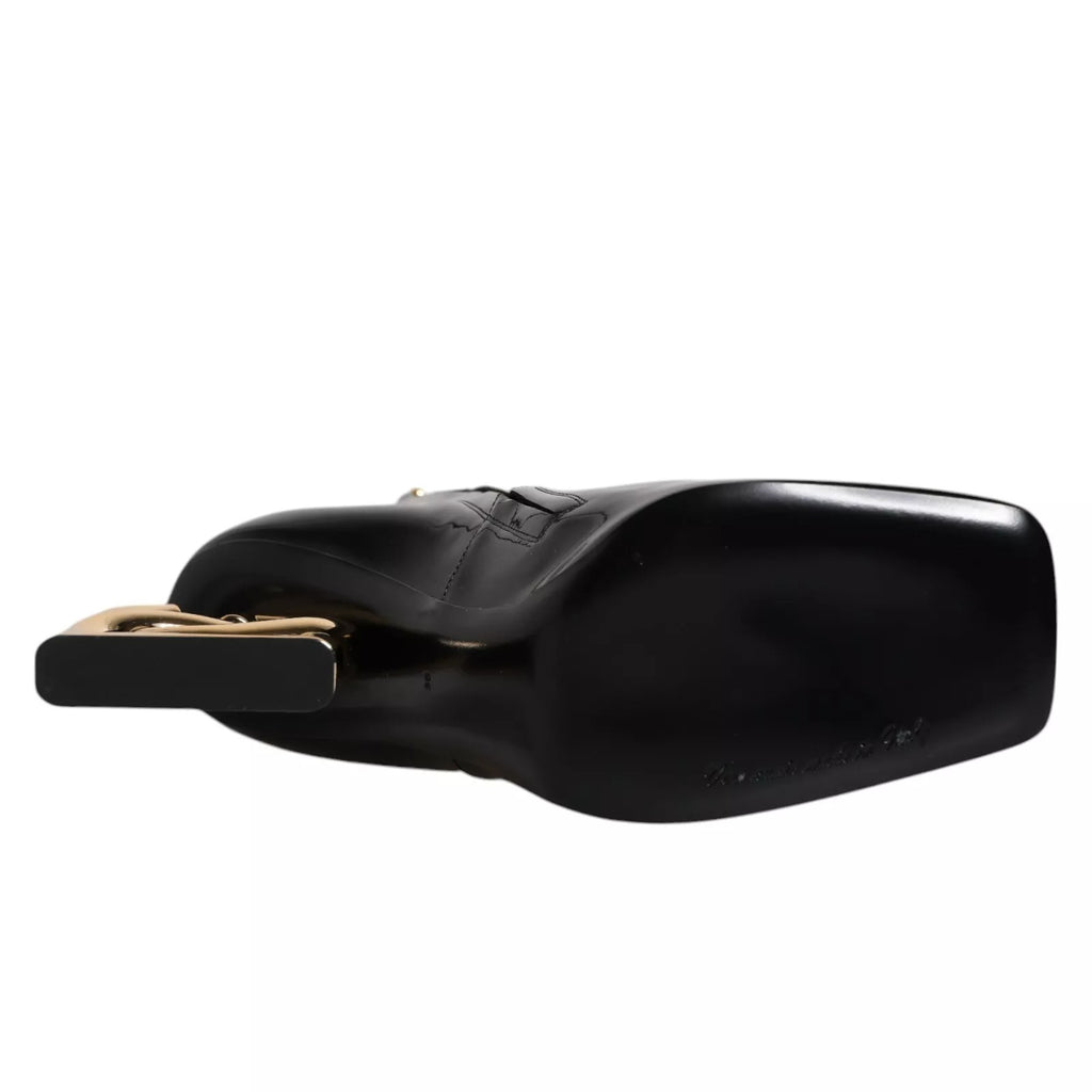 Dolce &amp; Gabbana fekete Jackie bőr félig borjú csizma cipő